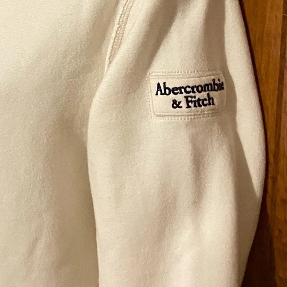 Abercrombie & Fitch Y2K Muscle Off white Full Zip up Hoodie Size Medium - Picture 5 of 13